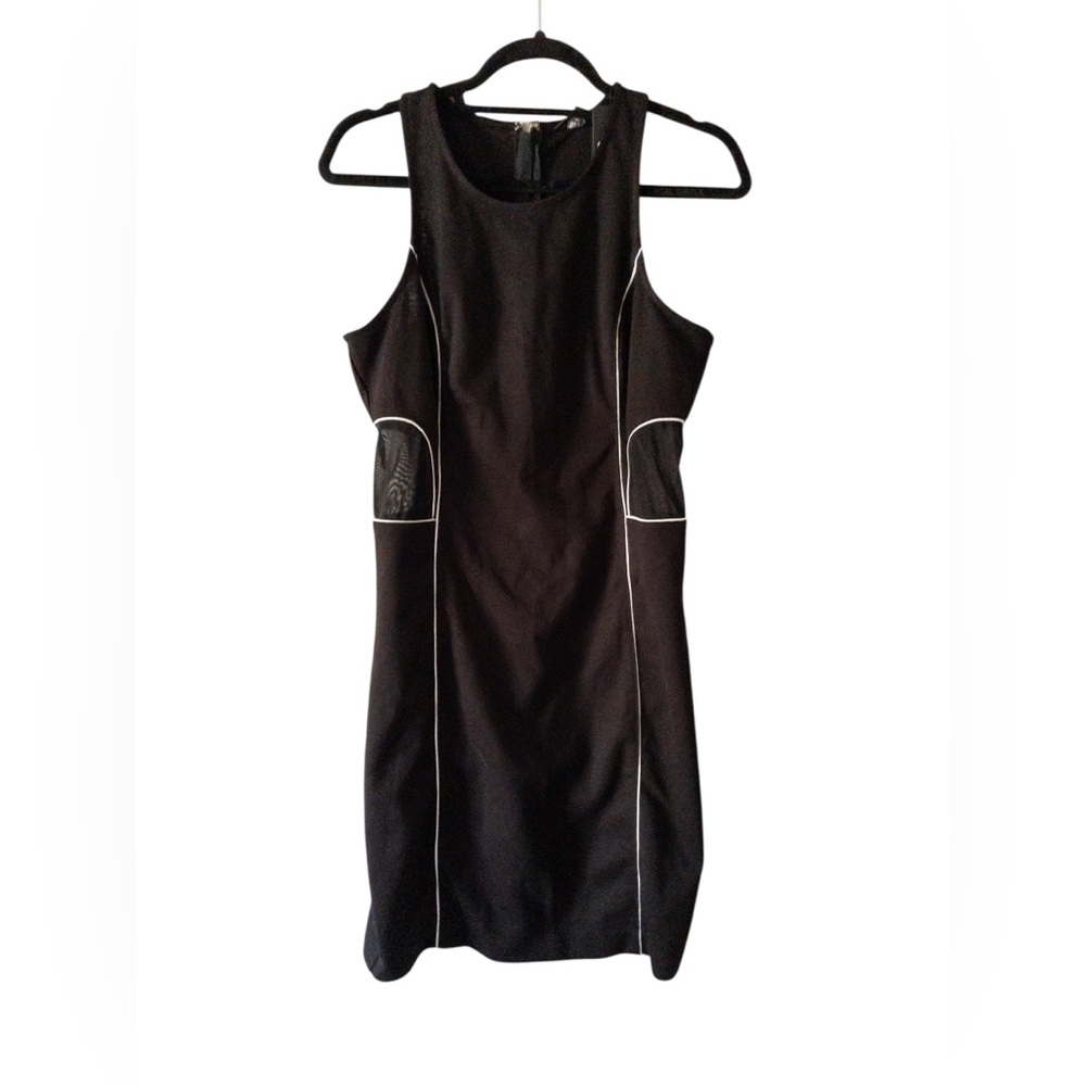Guess Black Sleeveless Dress with Sheer Mesh Waist SZ L Mini Mod Dress